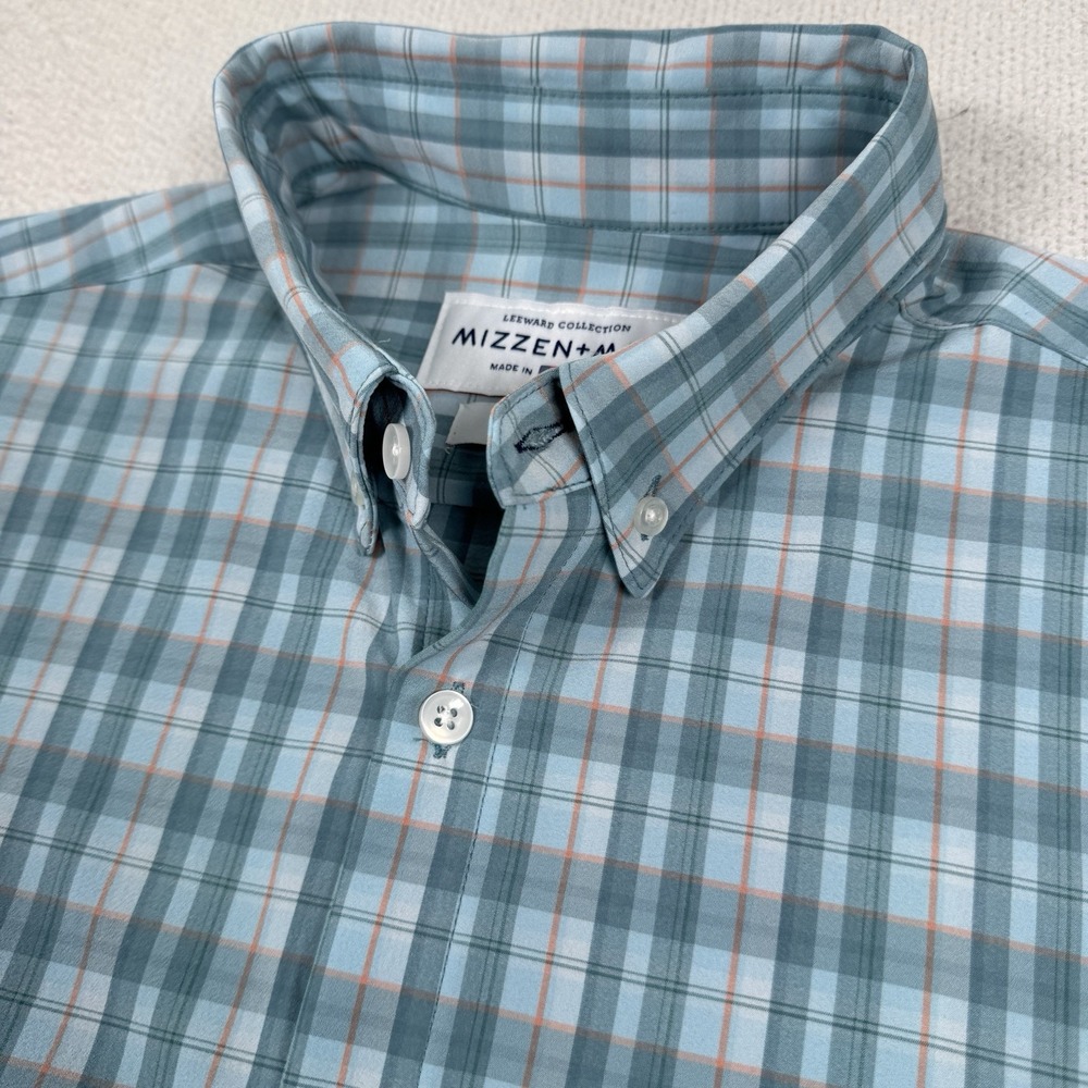 Mizzen+Main Men's Blue and Gray Plaid Button-Down Shirt